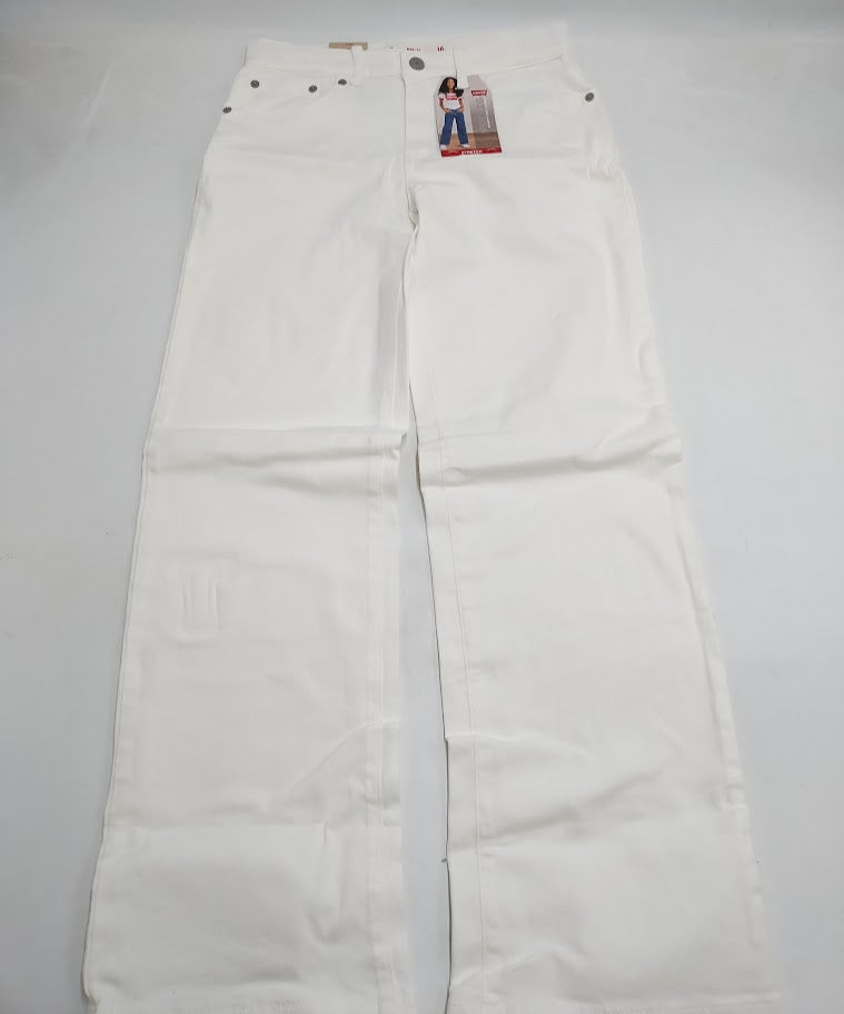 Levi's Girls' Wide Leg Stretch Jeans - Bright White 8