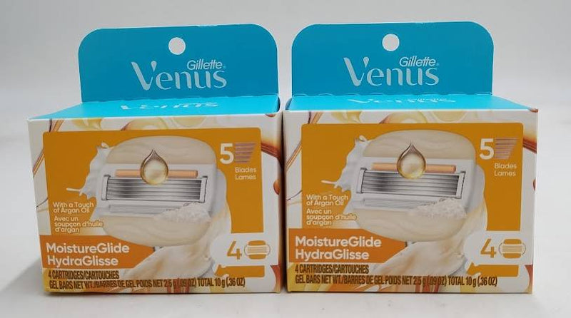LOT OF 2!!! Venus MoistureGlide 5-Blade Women's Razor Blade Refills - 4ct