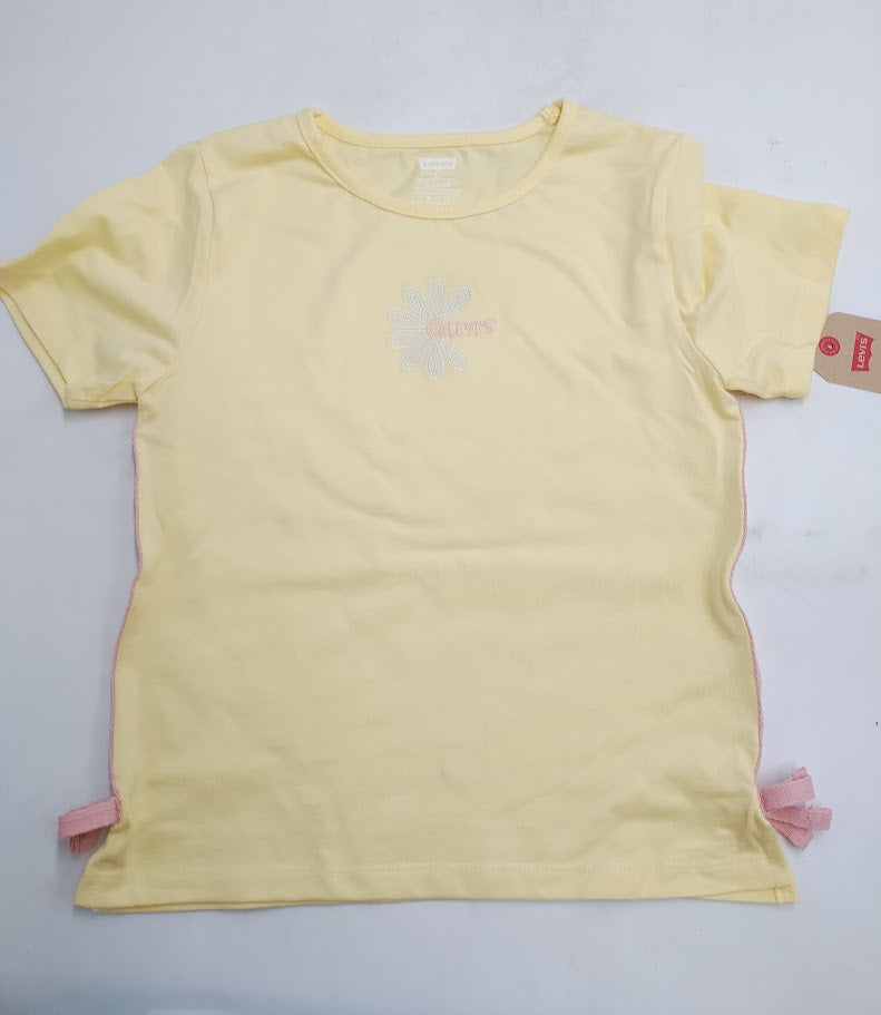 Levi's Girls' Short Sleeve Daisy Side-Tie T-Shirt - Pink/Light Yellow S