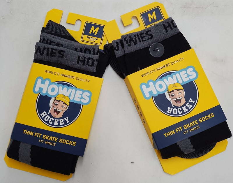 2 PACK Howies Hockey Men Thin Fit Athletic Skate Socks 2pc - Black M