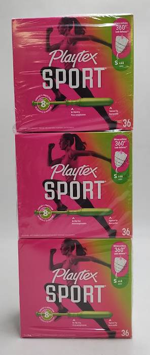 LOT OF 3!! Playtex Sport Tampons - Plastic - Unscented - Super - 36ct