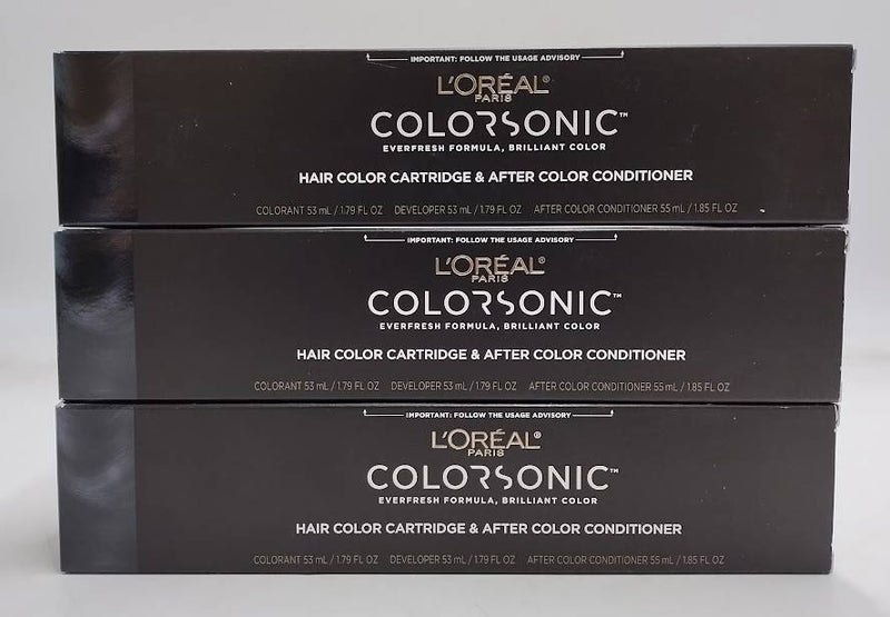 LOT OF 3 L'Oreal Paris Colorsonic Permanent Hair Color Cartridge Soft Black 2AA