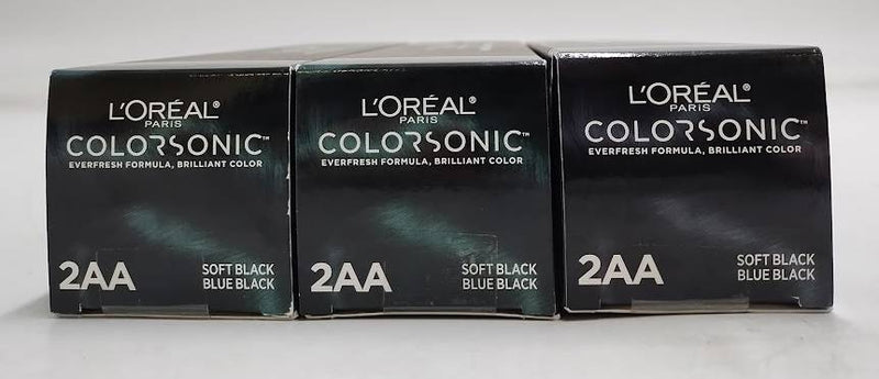 LOT OF 3 L'Oreal Paris Colorsonic Permanent Hair Color Cartridge Soft Black 2AA