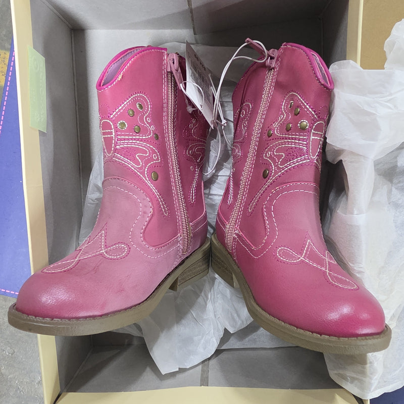 Cherokee Girls Pink Side Zip Western Boots Sz 8
