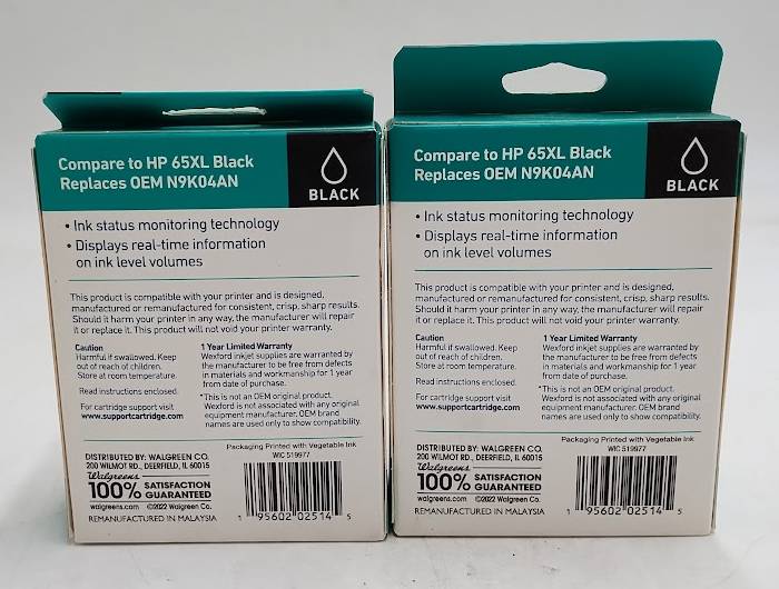 LOT OF 2 WEXFORD 65 XL Inkjet Cartridge