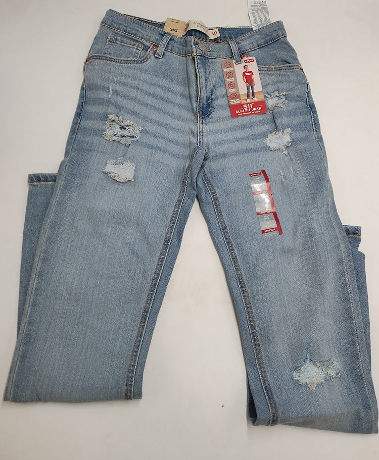Levi's Boys' 511 Slim Fit  Light Wash 18: Mid Rise, Stretch Knit