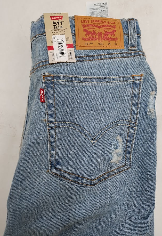 Levi's Boys' 511 Slim Fit  Light Wash 18: Mid Rise, Stretch Knit