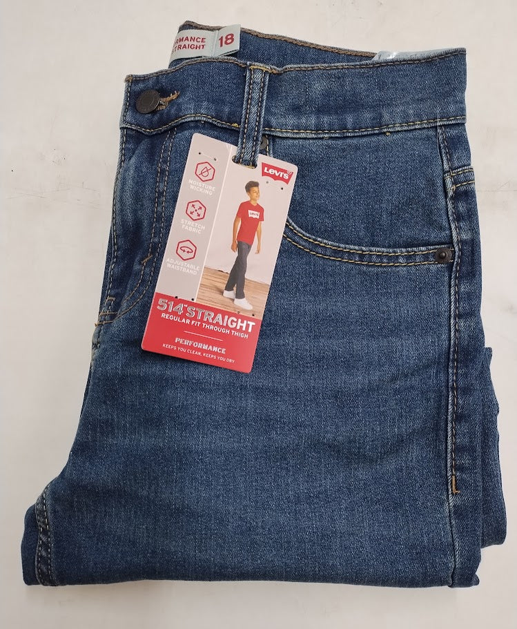 Levi's Boys' 514 Straight Fit Performance Jeans - Medium Wash 18