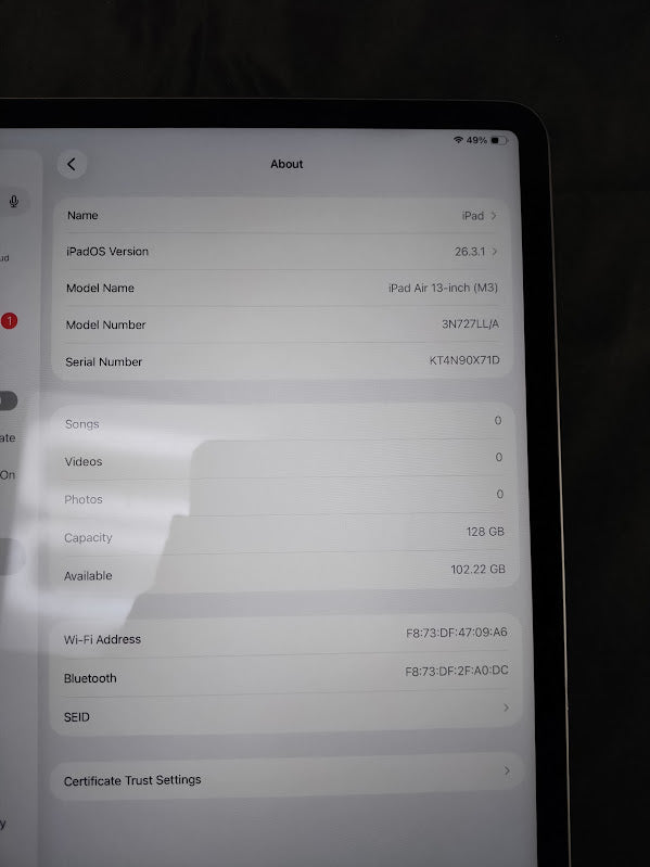 Apple iPad Air (M3) 13 inch Wi-Fi 128GB - Space GrayPRE-OWNED SEE DETAILS