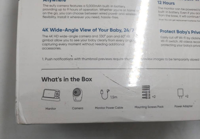 eufy Baby Monitor and Charging Base with 4K Camera - White SEE DETAILS