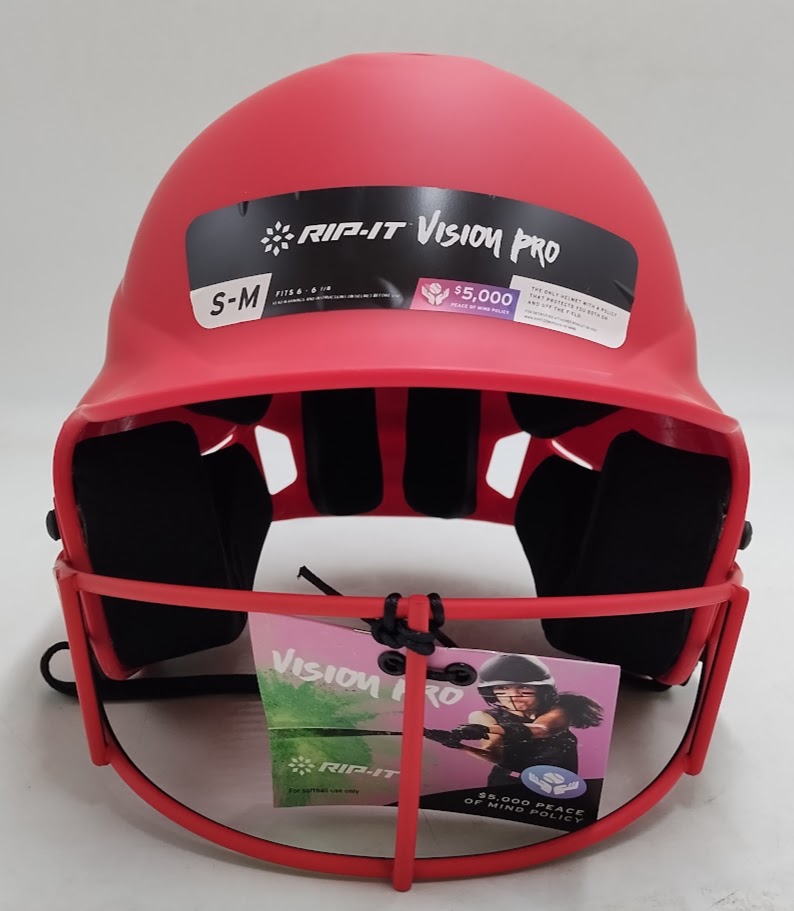 RIP-IT Vision Pro Matte Softball Batting Helmet - Matte Scarlet S/M
