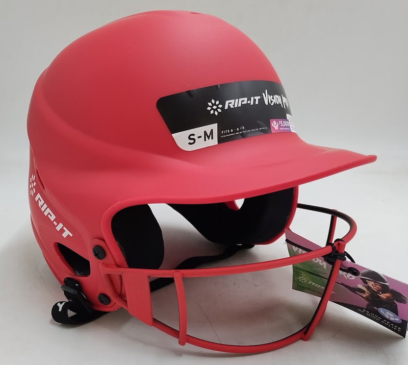 RIP-IT Vision Pro Matte Softball Batting Helmet - Matte Scarlet S/M