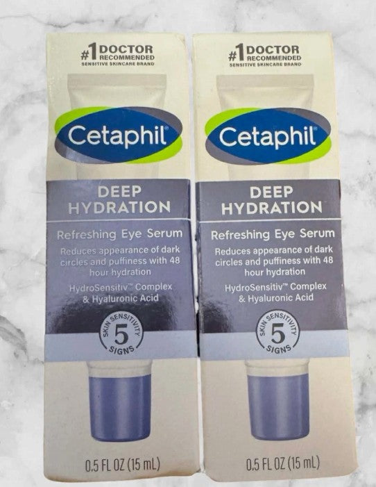 2 PACK!!! Cetaphil Deep Hydration Refreshing Hyaluronic Acid Eye Serum -0.5 floz