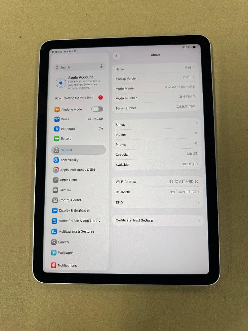 Apple 11-inch iPad Air (M3) Wi-Fi 128GB - Purple SEE DETAILS