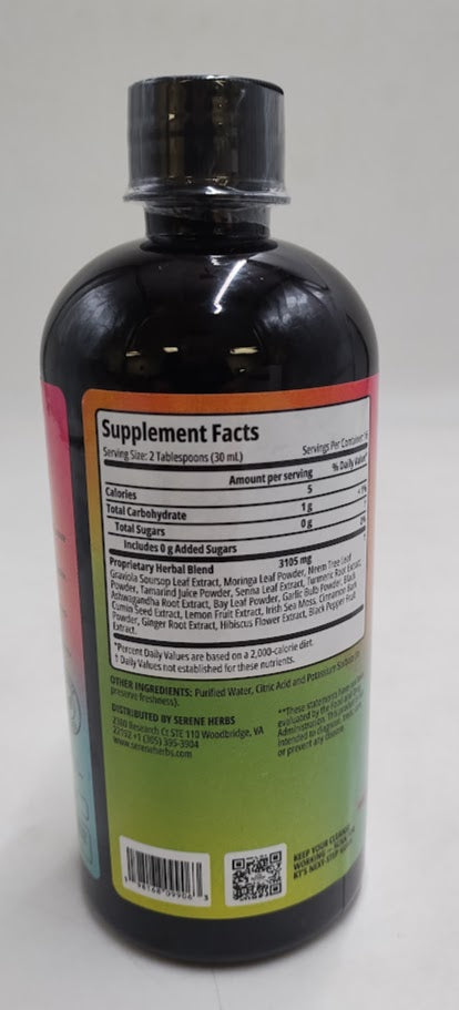 Serene Herbs Soursop Bitters Liquid With Soursop Leaves For Gut Cleanse, Detox & Immune Boost With Black Seed, Moringa, Irish Moss, Ashwaganda, Turmeric, 16 Fl Oz (16 Fl, Soursop)