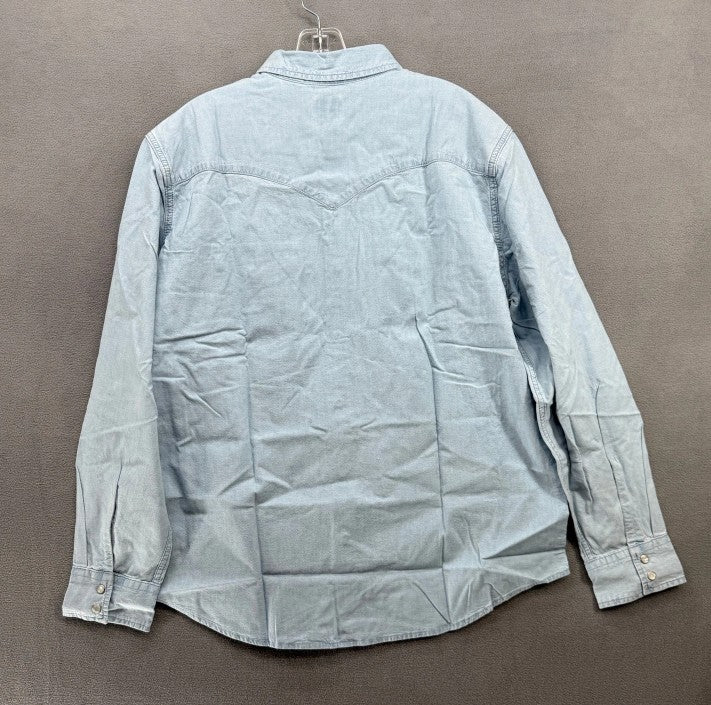 Levi's Men's Western Button-Down Shirt - Light Blue Denim L