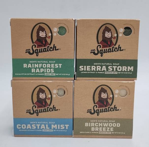 LOT OF 4!! DR. SQUATCH Mens Bar Soap - Storm, Rainforest, Breeze, Mist