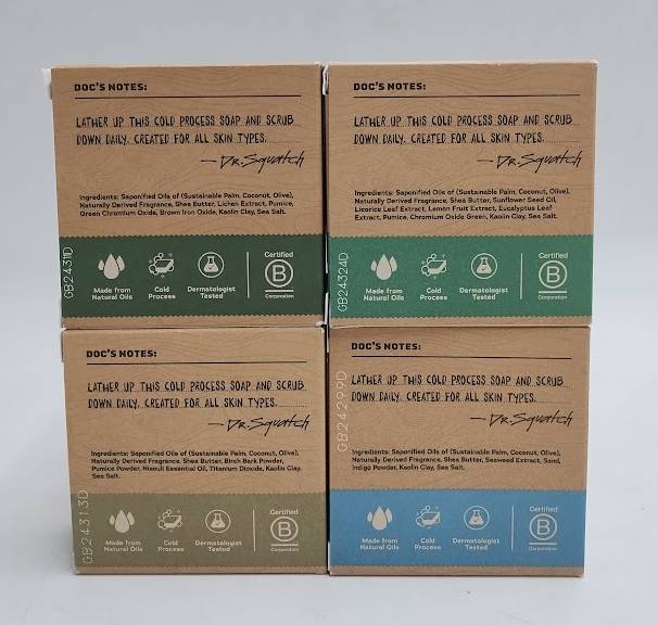LOT OF 4!! DR. SQUATCH Mens Bar Soap - Storm, Rainforest, Breeze, Mist