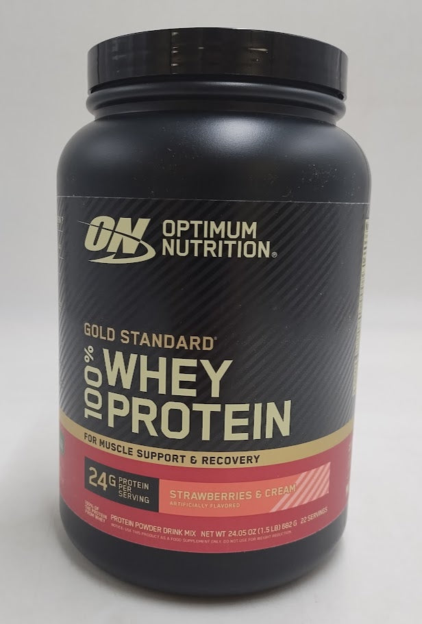 Optimum Nutrition Protein Powder Strawberries & Cream 22 Servings 24oz EXP:04/27