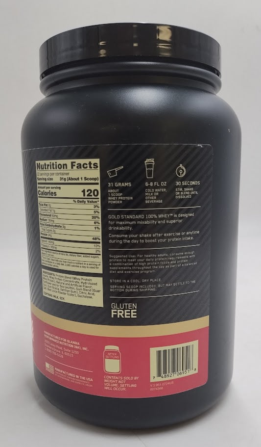 Optimum Nutrition Protein Powder Strawberries & Cream 22 Servings 24oz EXP:04/27