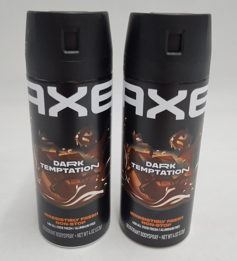 2 PACK AXE Dark Temptation 48-Hour Fresh Deodorant Body Spray - 4oz