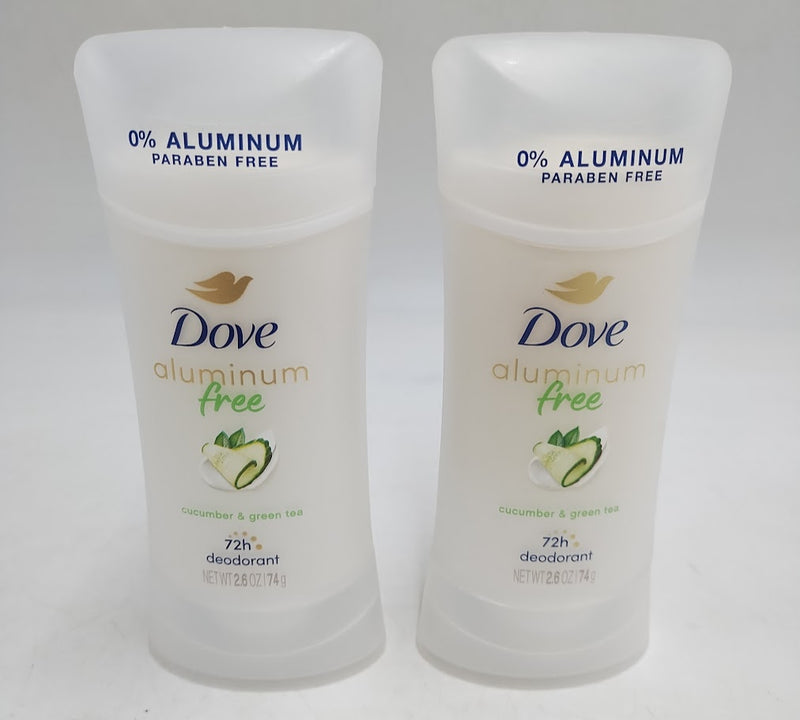 2 PACK!! Dove Beauty 0% Aluminum Cucumber & Green Tea Women's Deodorant Stick