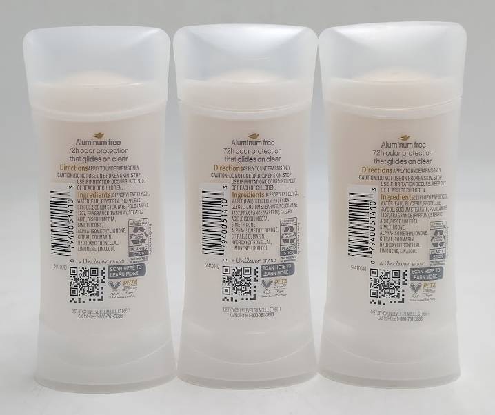 LOT OF 3 Dove Beauty Aluminum Free Deodorant Stick Dragon Fruit & Coconut Cream