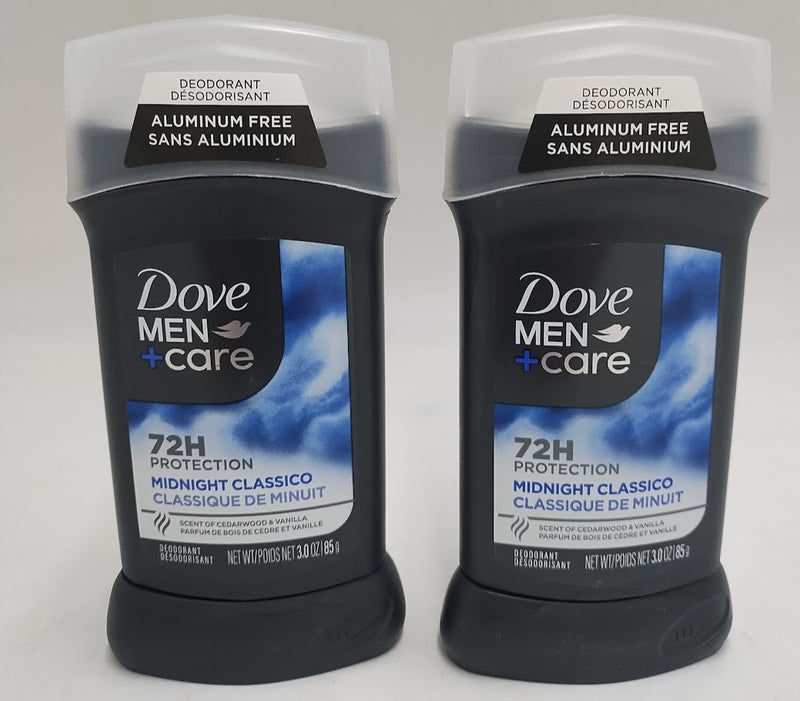 2 PACK Dove Men+Care 72-Hour Deodorant Stick - Midnight Classico
