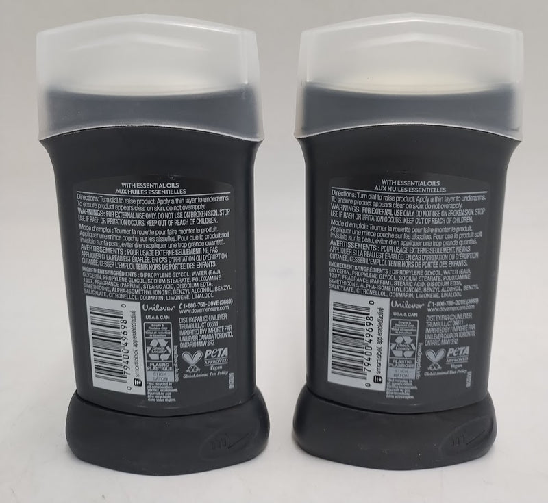 2 PACK Dove Men+Care 72-Hour Deodorant Stick - Midnight Classico
