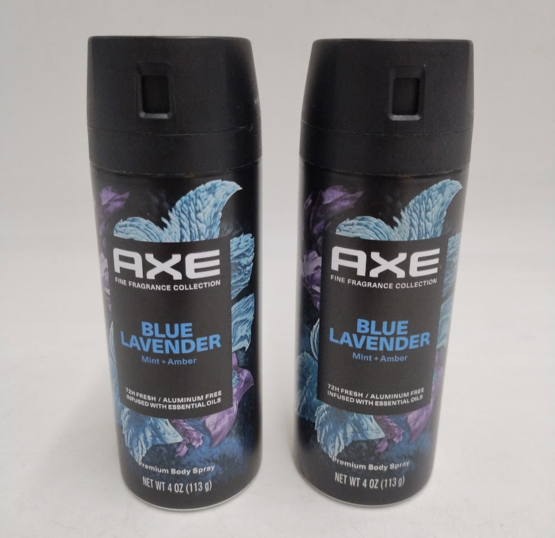 2 PACK Axe Blue Lavender 72-Hour Aluminum-Free Premium Body Spray