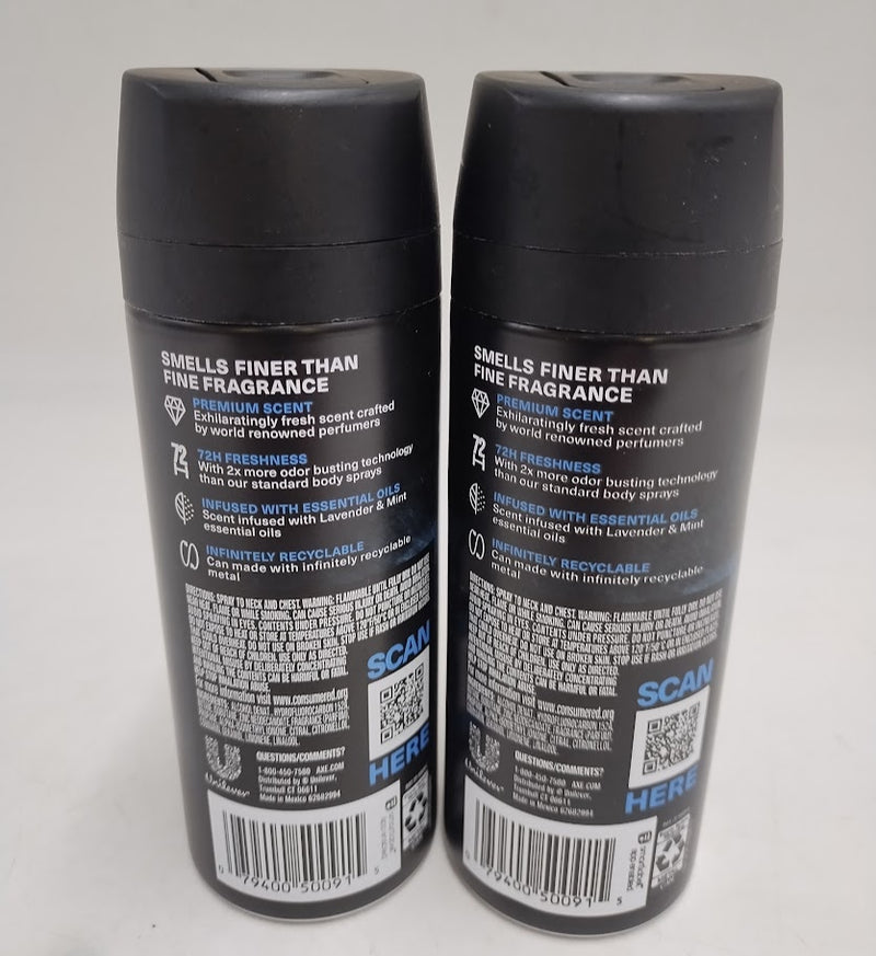 2 PACK Axe Blue Lavender 72-Hour Aluminum-Free Premium Body Spray