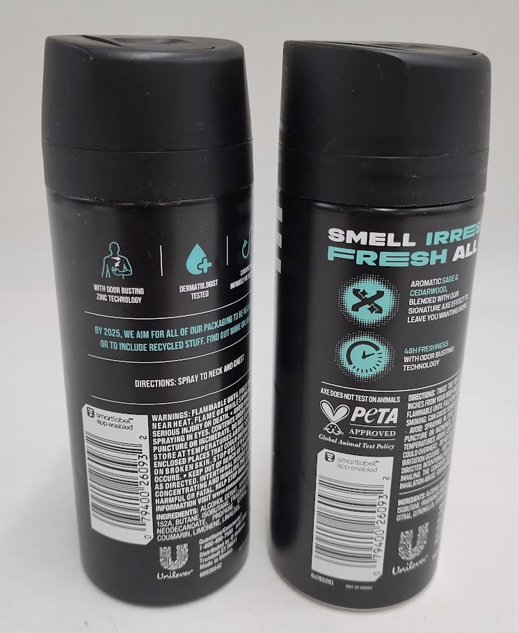2 PACK AXE Apollo 48-Hour Fresh Deodorant Body Spray - 4oz