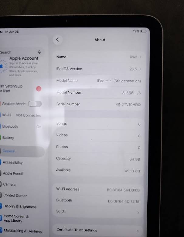 Apple iPad Mini (6th Gen) 64GB - Purple **PRE OWNED**