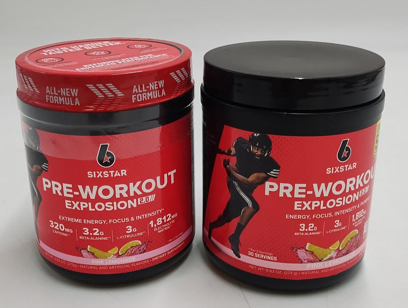 LOT OF 2!! SIX STAR PRE-WORKOUT EXPLOSION PINK LEMONADE 30 SERVINGS EXP 12/2026