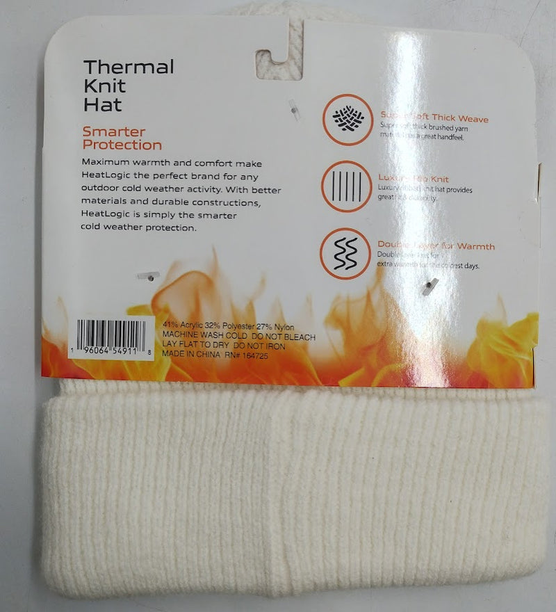Heat Logic Women’s thermal knit hat rib knit OS ivory NEW