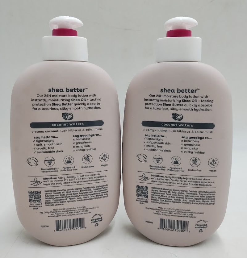 2 PACK eos Shea Better Moisture Body Lotion - Coconut Waters - 16 fl oz