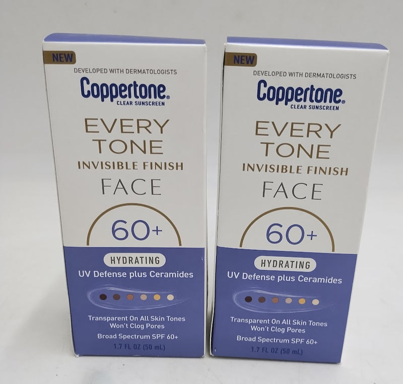 2 PACK Coppertone Hydrating Every Tone Face - SPF 60+ EXP 01/27