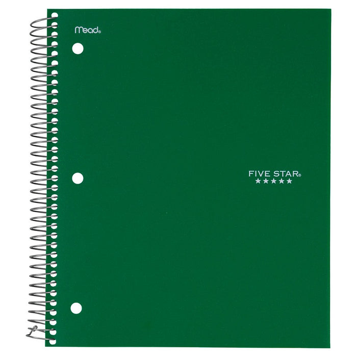 Five Star 5 Subject College Ruled Spiral Notebook - Green