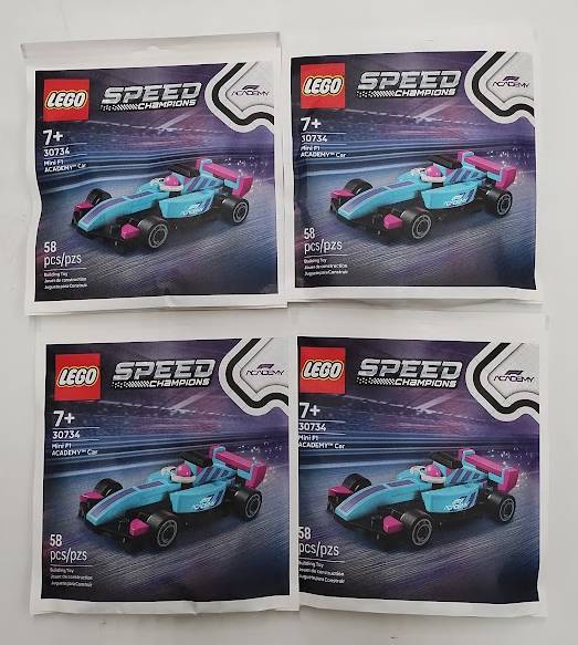 LOT OF 4 LEGO Speed Champions Mini F1 ACADEMY Car 30734