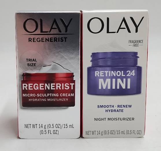 2 PACK!! Olay Regenerist Retinol 24 & Microsculpting Cream - Trial Size - 0.5oz