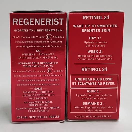 2 PACK!! Olay Regenerist Retinol 24 & Microsculpting Cream - Trial Size - 0.5oz