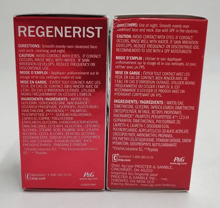 2 PACK!! Olay Regenerist Retinol 24 & Microsculpting Cream - Trial Size - 0.5oz