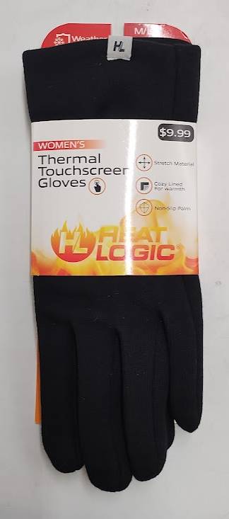 Heat Logic Women's Thermal Touchscreen Gloves Black Size M/L