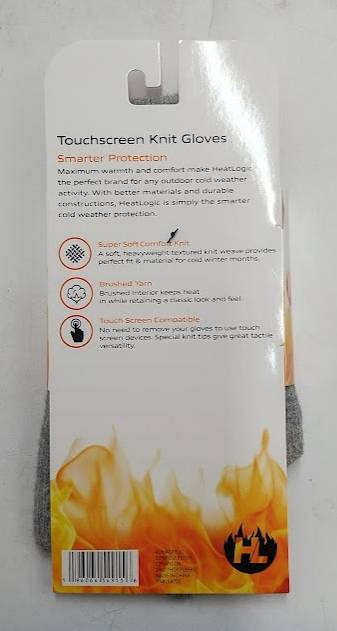 Heat Logic Women's Grey Knit Gloves One Size Touch Screen