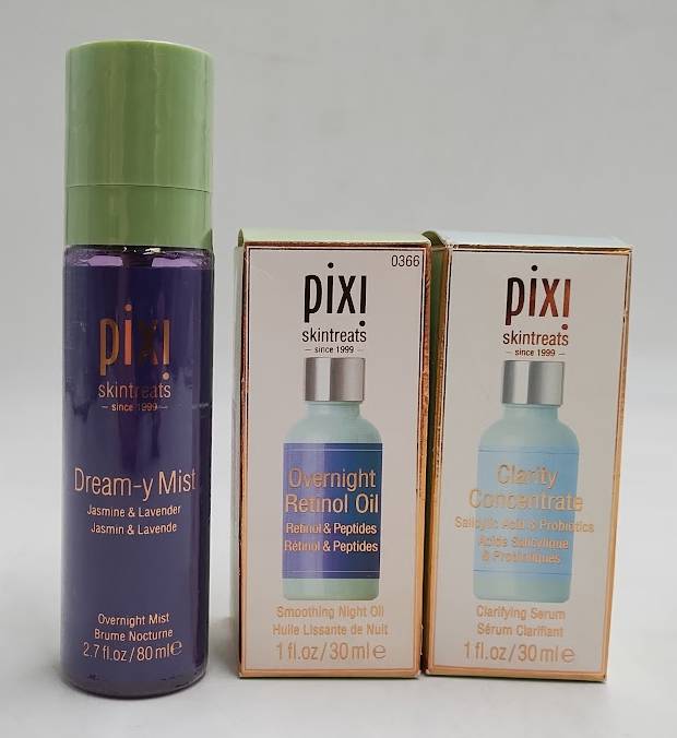3 PACK!!! Pixi Overnight Retinol Oil, Clarity Concentrate & Dream-y Mist