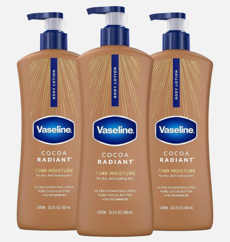 LOT OF 3!!! Vaseline Intensive Care Cocoa Radiant Lotion - 20.3 fl oz