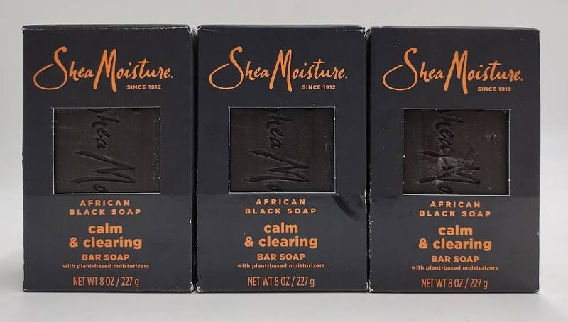 LOT OF 3!!! SheaMoisture Calm & Clearing Bar Soap - African Black Soap - 8oz