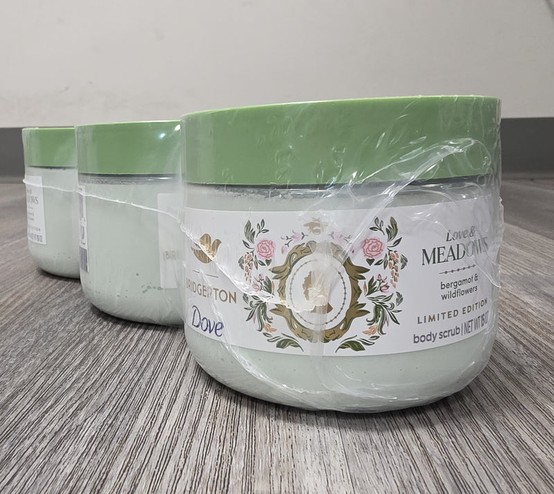 3 PACK Dove Beauty Bridgerton Body Scrub Love & Meadows Bergamot & Wildflowers