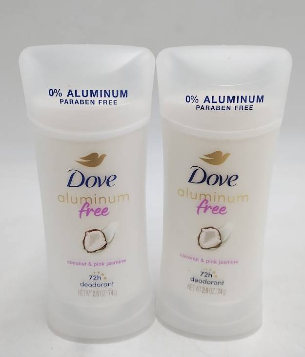 LOT OF 2!! Dove 0% Aluminum Coconut & Pink Jasmine Deodorant Stick