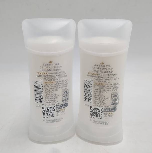 LOT OF 2!! Dove 0% Aluminum Coconut & Pink Jasmine Deodorant Stick